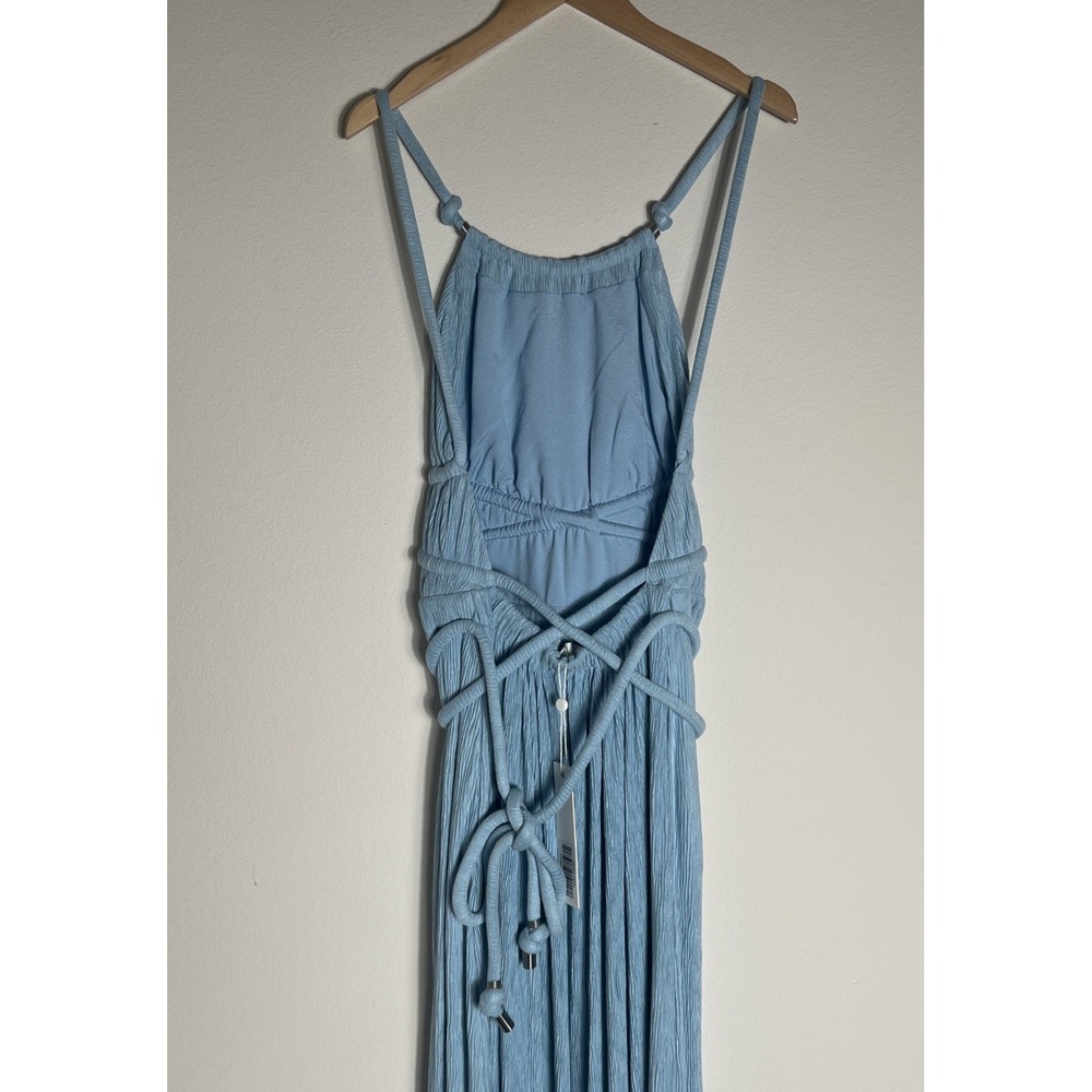 NWT Johnathan SIMKHAI Lillee Open Back Maxi Dress Blue Plisse Gown Size Small - Picture 6 of 11